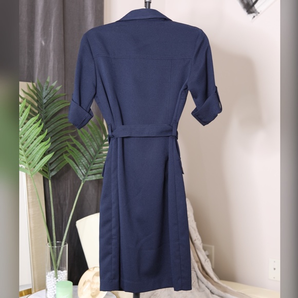 Sharanago Navy and Gold Zipper w/ Belt Midi Dress - Picture 2 of 4